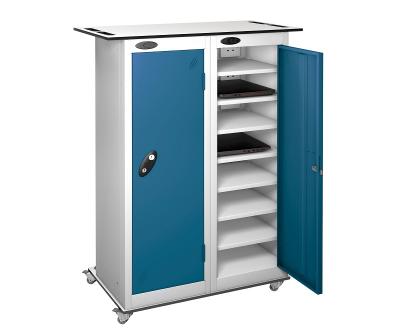 Mobile Trolley - Low two  Doors sixteen Shelf Laptop Locke