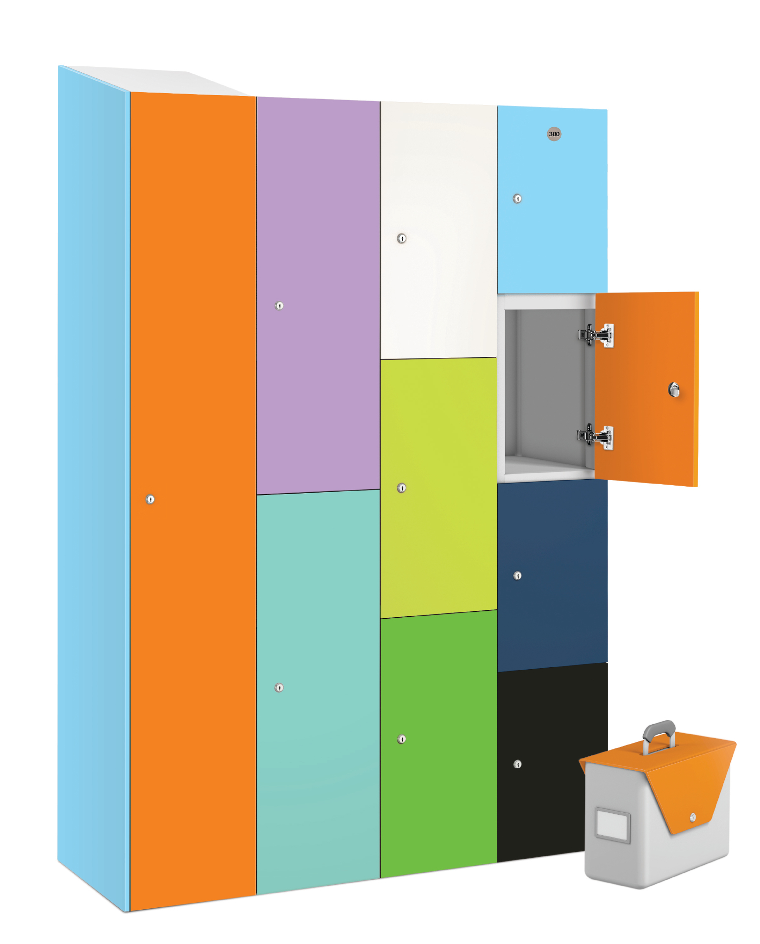 4 Compartment Satin Finish- MFC Door Locker