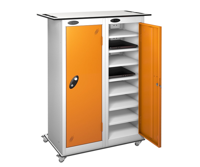 Mobile Trolley - 2 Door 16 Shelf Non Charging School Laptop Locker