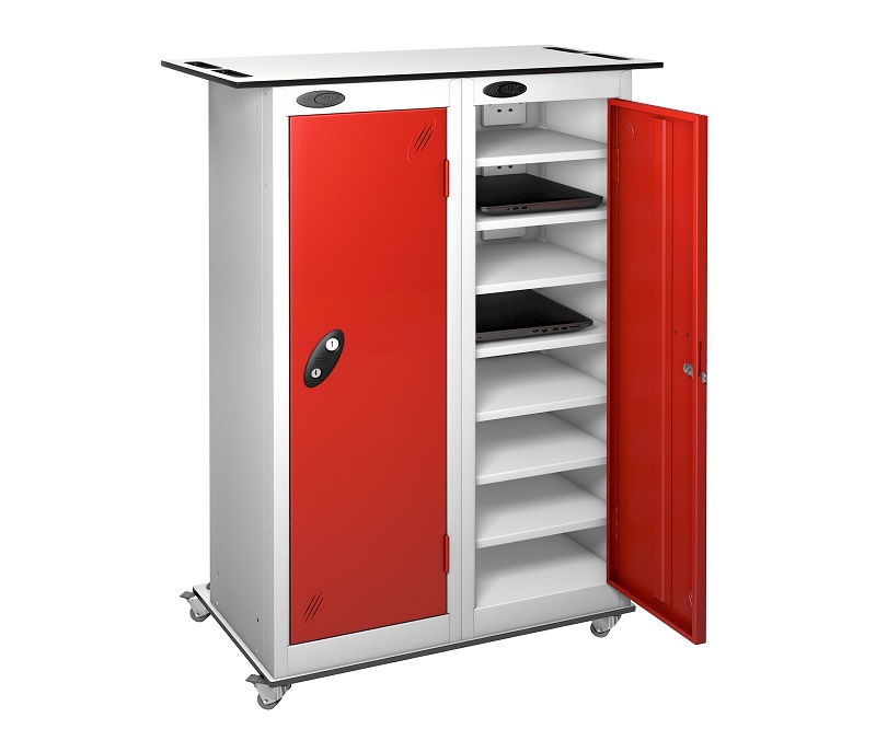 Mobile Trolley - 2 Door 16 Shelf Non Charging School Laptop Locker