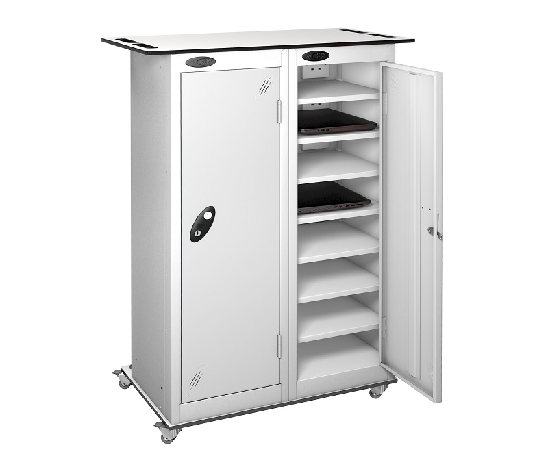 Mobile Trolley - 2 Doors 16 Shelf Laptop Charging Locker