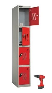 Four Door Power Tool Recharging Locker Perforated Doors