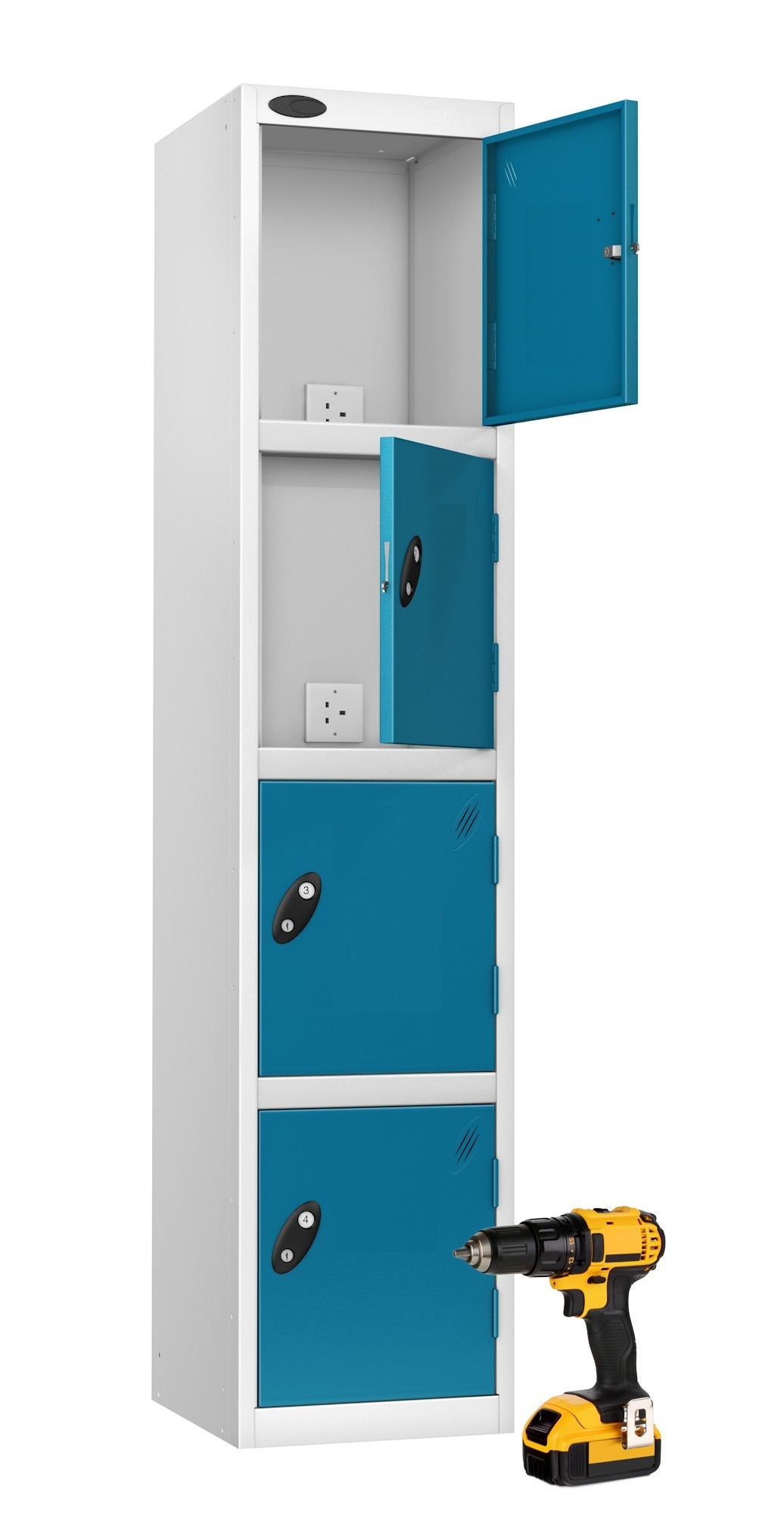 Four Door Power Tool Recharging Locker Plain Doors