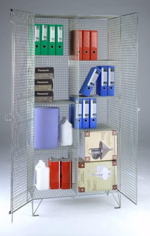 Wire Mesh Divided Cupboard - 6 Shelves