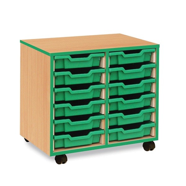 Coloured Edge 12 Shallow Tray Unit