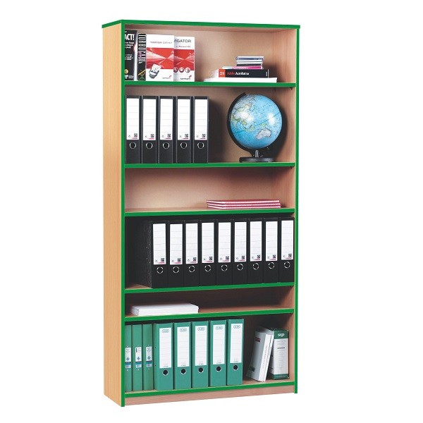 Coloured Edge Full Height Open Bookcase 