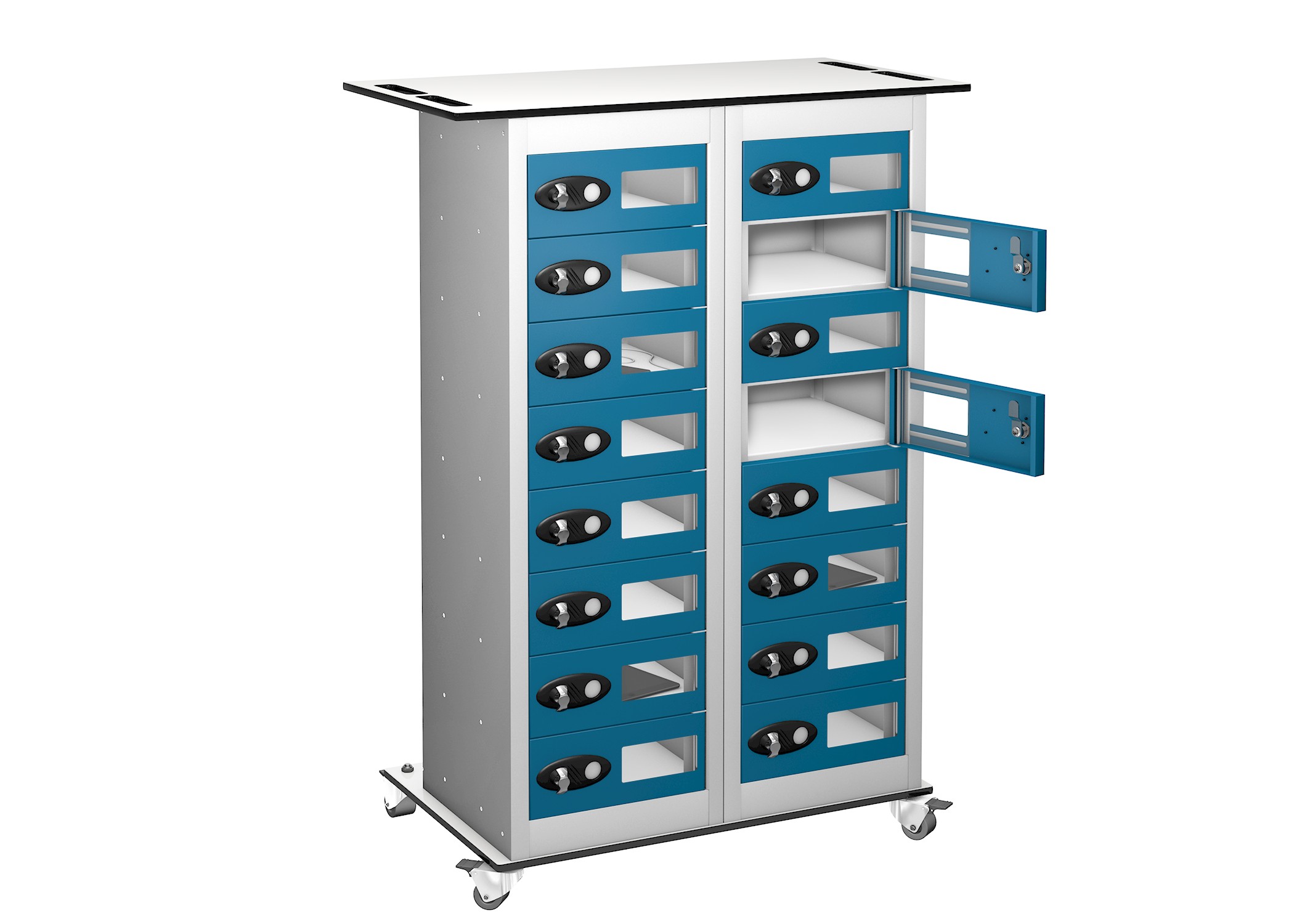 16 Door 16 Compartment Vision Panel Tablet Trolley